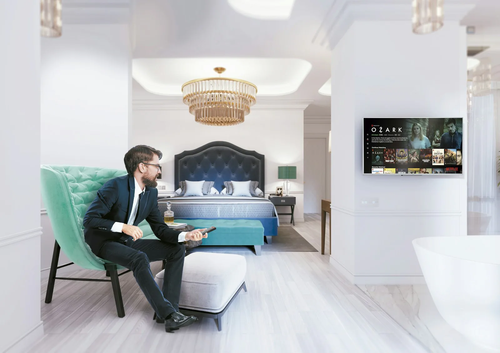 Philips MediaSuite profesionalni televizor v hotelski sobi