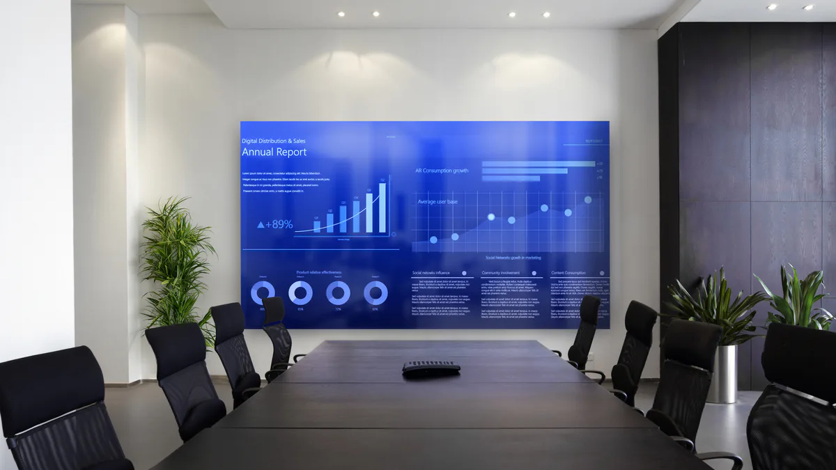 Philips Unite LED zaslon v sodobni sejni sobi